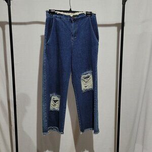 Bent 682 jeans high waist vintage style distressed denim pants cropped loose fit